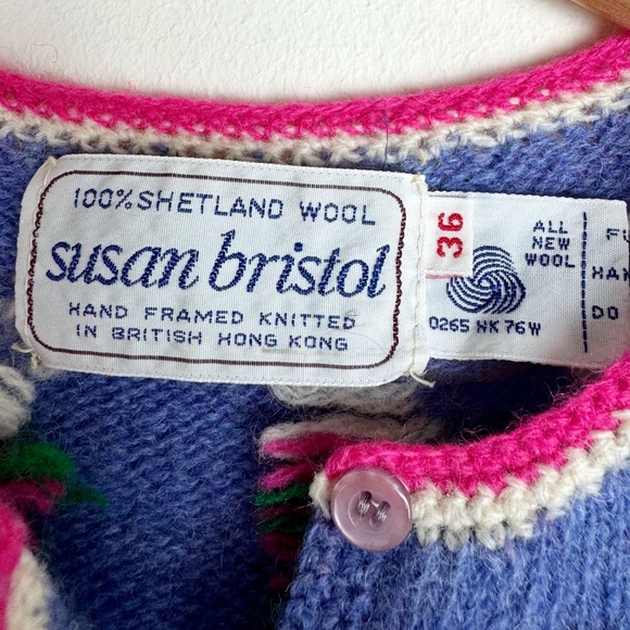Susan Bristol Vintage Purple Tulip Wool Sweater - Picture 5 of 11